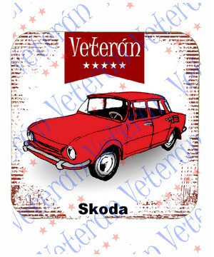 Veterán autós poháralátét - Skoda