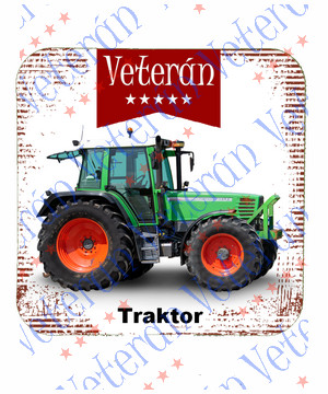 Veterán traktoros poháralátét - Zöld traktor