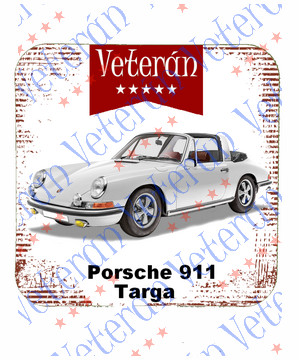 Veterán autós poháralátét - Porche 911 Targa fehér