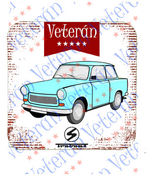 Veterán autós poháralátét - Trabant 601 kék